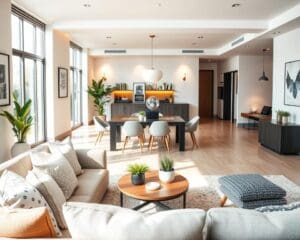 Womit zoniert man offene Wohnräume?