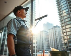 Wie arbeitet ein Gebäudereiniger im Gewerbe?