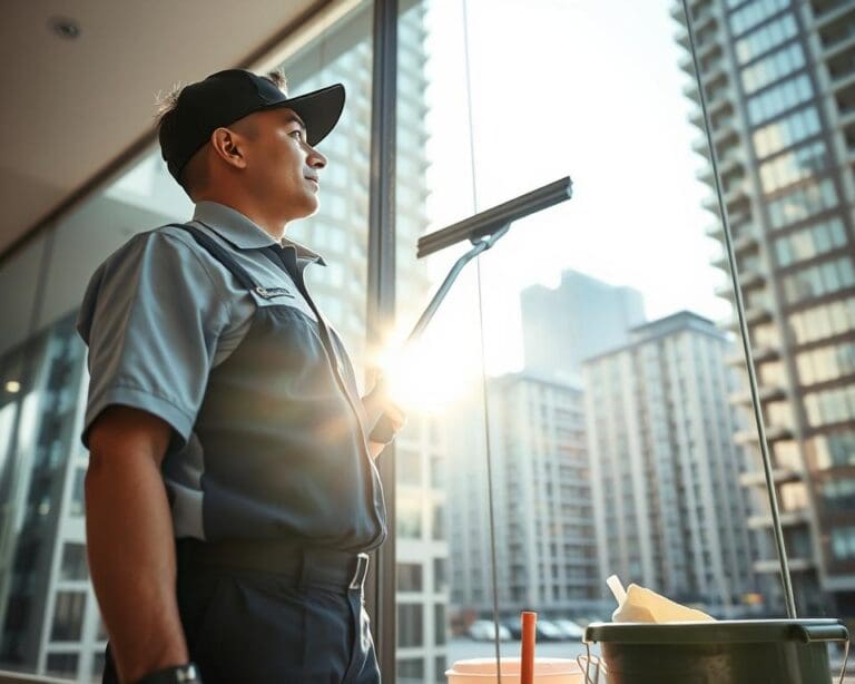 Wie arbeitet ein Gebäudereiniger im Gewerbe?